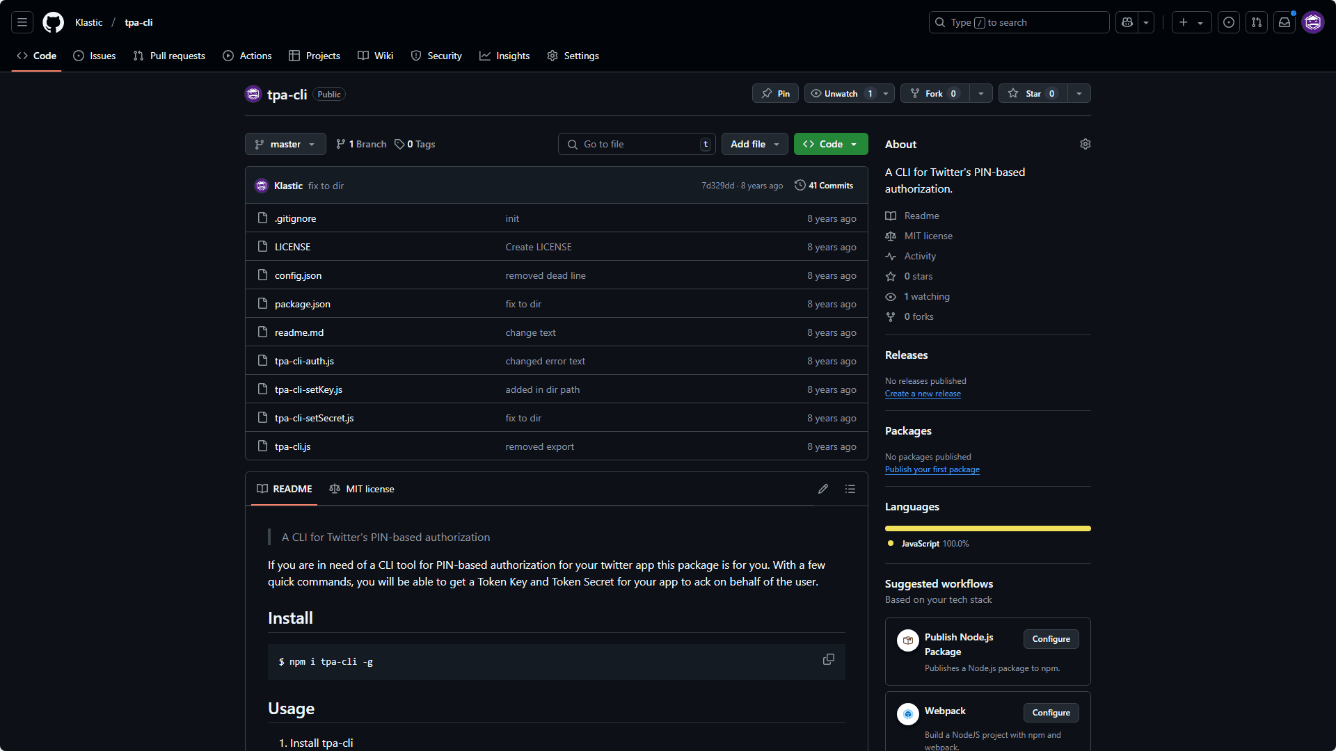 TPA CLI screenshot